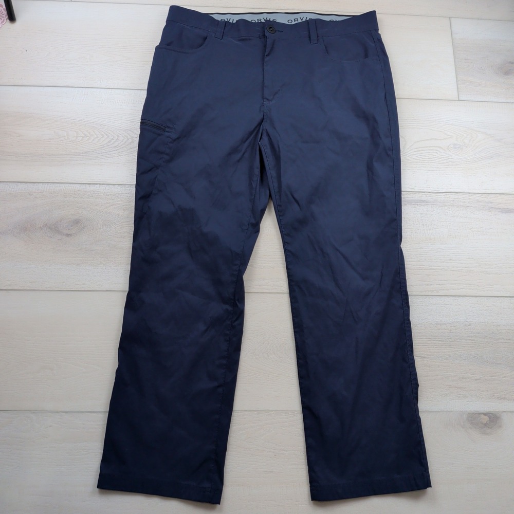 Orvis Mens Navy Blue Trek Tech Performance Pants Stretch Water Repellent 38x29